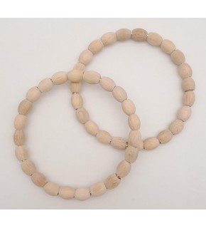 Çanta Aksesuar 12 cm Oval Ahşap Boncuklu Bilezik Model Ham Ahşap Çift Sap