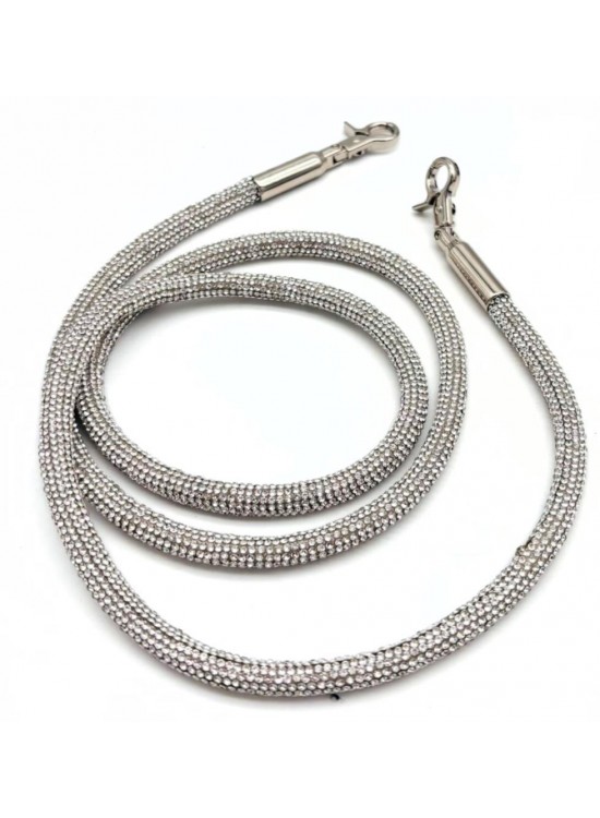 Çanta Aksesuar 120 cm Gümüş Taşlı  Rulo Çanta Sapı