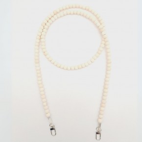 Çanta Aksesuar 120 cm Ham Doğal Renk 8 mm Ahşap Boncuklu Çanta Sapı Gümüş Metalli