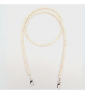 Çanta Aksesuar 120 cm Ham Doğal Renk 8 mm Ahşap Boncuklu Çanta Sapı Gümüş Metalli