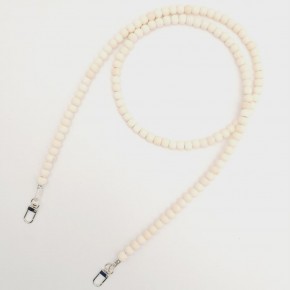 Çanta Aksesuar 120 cm Ham Doğal Renk 8 mm Ahşap Boncuklu Çanta Sapı Gümüş Metalli