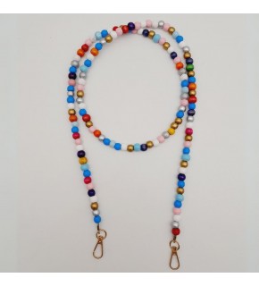 Çanta Aksesuar 120 cm Renkli 8 mm Ahşap Boncuklu Çanta Sapı Light Gold Metalli