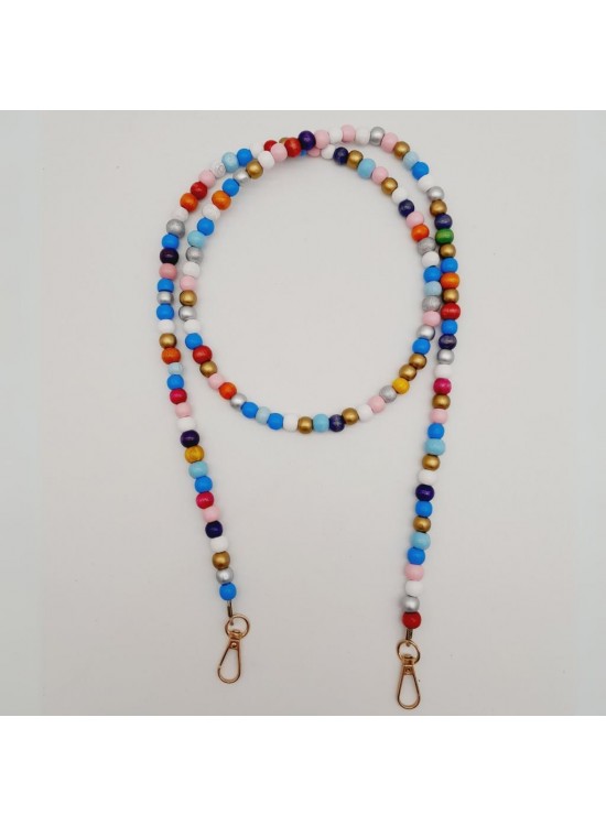 Çanta Aksesuar 120 cm Renkli 8 mm Ahşap Boncuklu Çanta Sapı Light Gold Metalli Çanta Aksesuar 120 cm Renkli 8 mm Ahşap Boncuklu Çanta Sapı Light Gold Metalli