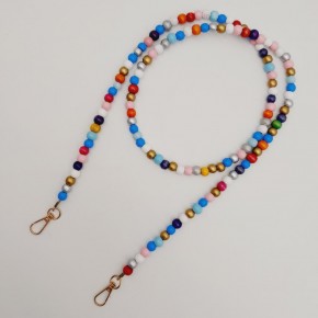 Çanta Aksesuar 120 cm Renkli 8 mm Ahşap Boncuklu Çanta Sapı Light Gold Metalli