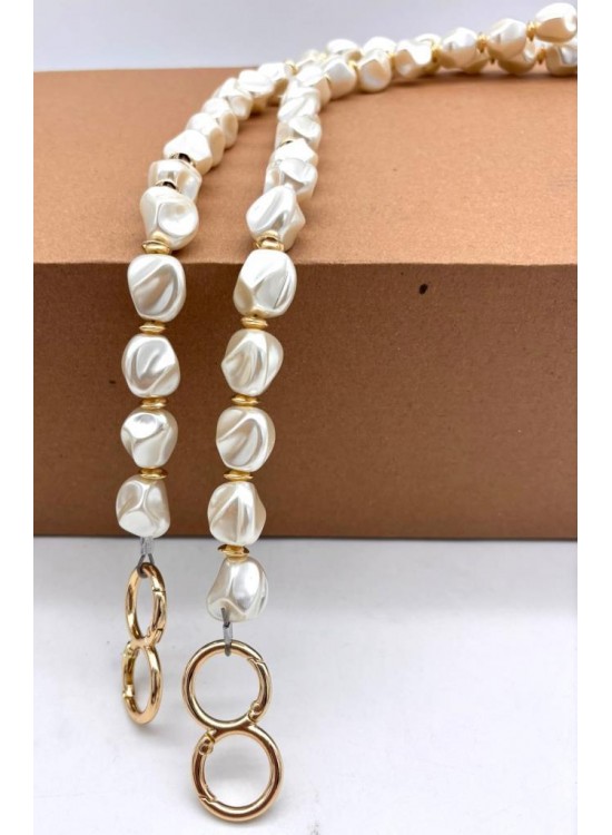 Çanta Aksesuar 120 İncili Çanta Sapı Light Gold Metalli