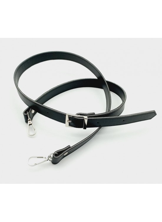 Çanta Aksesuar 120X2 Cm Suni Deri Gümüş Tokalı Siyah Renk Çanta Sapı