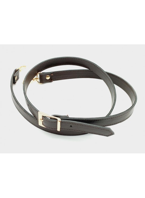 Çanta Aksesuar 120X2 Cm Suni Deri Light Gold Tokalı Koyu Kahve Renk Çanta Sapı