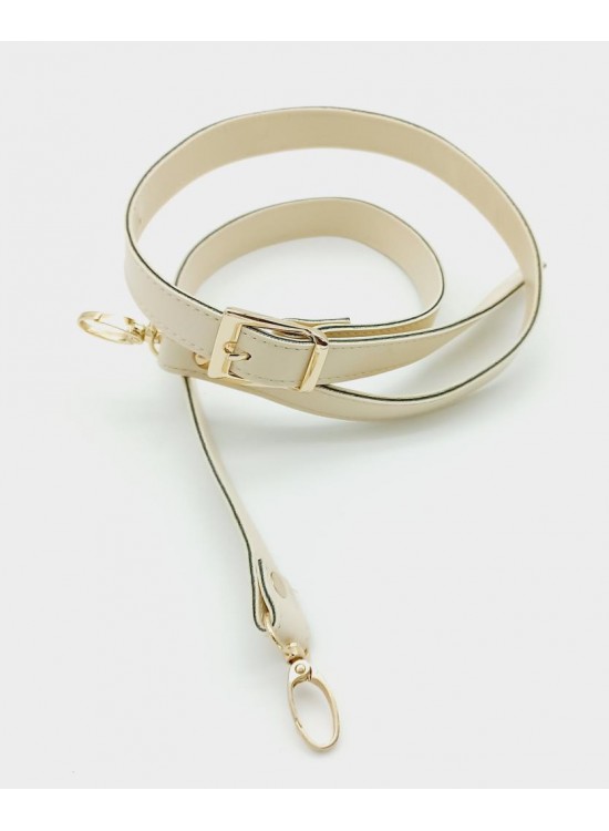 Çanta Aksesuar 120X2 Cm Suni Deri Light Gold Tokalı Krem Renk Çanta Sapı