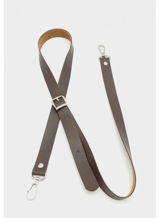 Çanta Aksesuar 120X2 Cm Tek Kat Kahverengi Suni Deri Gümüş Tokalı Çanta Sapı