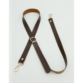 Çanta Aksesuar 120X2 Cm Tek Kat Kahverengi Suni Deri Light Gold Tokalı Çanta Sapı