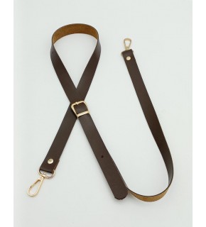 Çanta Aksesuar 120X2 Cm Tek Kat Kahverengi Suni Deri Light Gold Tokalı Çanta Sapı