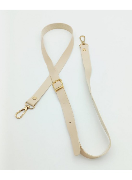 Çanta Aksesuar 120X2 Cm Tek Kat Krem Suni Deri Light Gold Tokalı Çanta Sapı