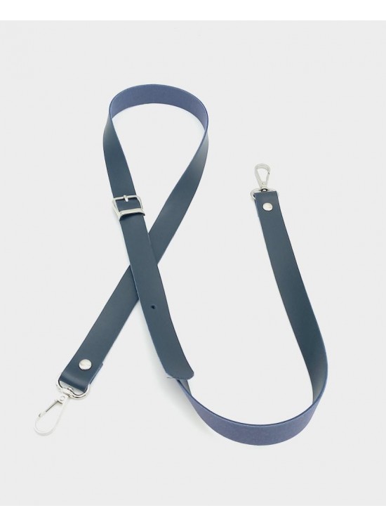 Çanta Aksesuar 120X2 Cm Tek Kat Lacivert Suni Deri Gümüş Tokalı Çanta Sapı