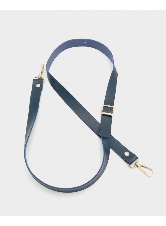 Çanta Aksesuar 120X2 Cm Tek Kat Lacivert Suni Deri Light Gold Tokalı Çanta Sapı