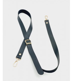 Çanta Aksesuar 120X2 Cm Tek Kat Siyah Suni Deri Light Gold Tokalı Çanta Sapı