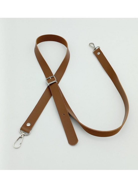 Çanta Aksesuar 120X2 Cm Tek Kat Taba Suni Deri Gümüş Tokalı Çanta Sapı