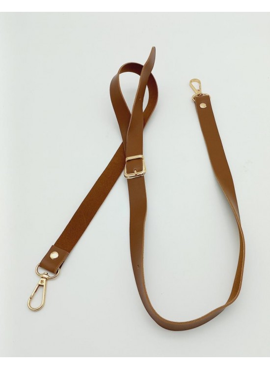 Çanta Aksesuar 120X2 Cm Tek Kat Taba Suni Deri Light Gold Tokalı Çanta Sapı