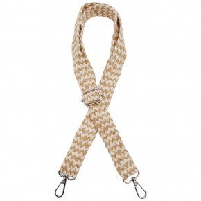 Çanta Aksesuar 120x3 cm Jüt Kolon Çanta Sapı Bej Çizgili Gümüş Metalli