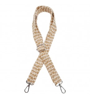 Çanta Aksesuar 120x3 cm Jüt Kolon Çanta Sapı Bej Çizgili Gümüş Metalli