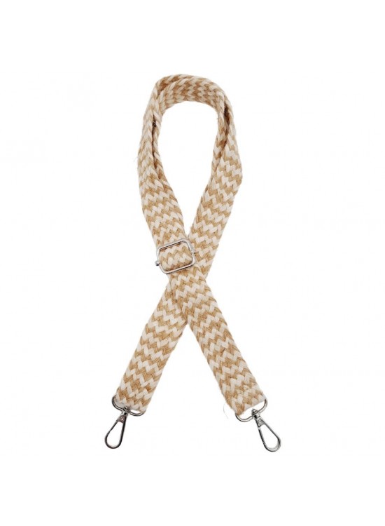 Çanta Aksesuar 120x3 cm Jüt Kolon Çanta Sapı Bej Çizgili Gümüş Metalli Çanta Aksesuar 120x3 cm Jüt Kolon Çanta Sapı Bej Çizgili Gümüş Metalli