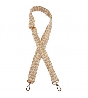 Çanta Aksesuar 120x3 cm Jüt Kolon Çanta Sapı Bej Çizgili Light Gold Metalli