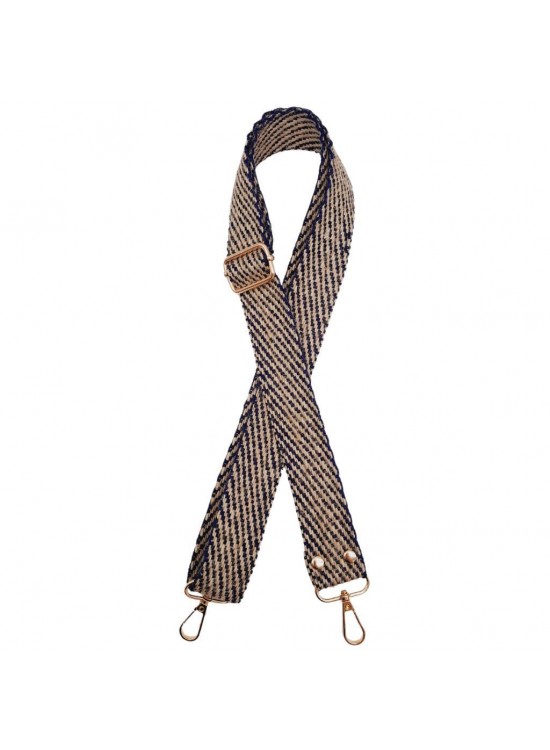 Çanta Aksesuar 120x3 cm Jüt Kolon Çanta Sapı Lacivert Renk Light Gold Metalli