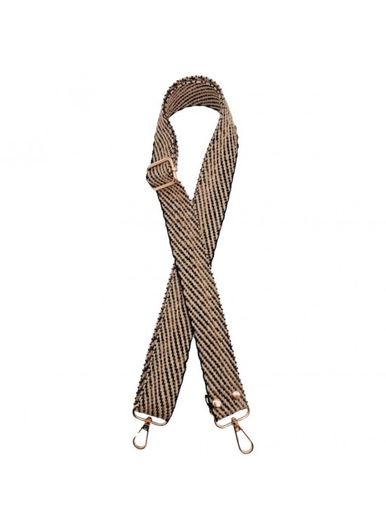 Çanta Aksesuar 120x3 cm Jüt Kolon Çanta Sapı Siyah Renk Light Gold Metalli