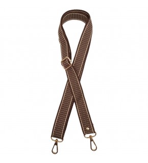 Çanta Aksesuar 120x3 cm Polyester Kolon Çanta Sapı Açık Kahve Renk Bej Şeritli Light Gold Metalli