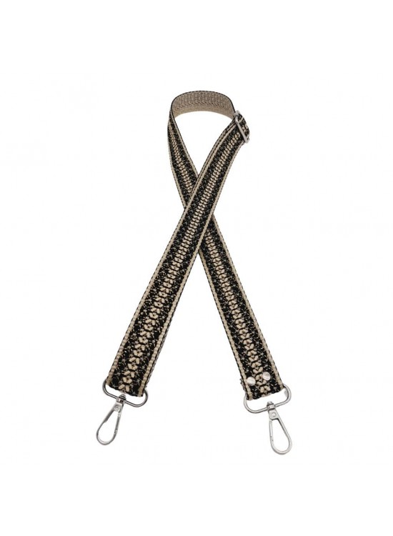 Çanta Aksesuar 120x3 cm Polyester Kolon Çanta Sapı Bej Siyah Simli Gümüş Metalli Çanta Aksesuar 120x3 cm Polyester Kolon Çanta Sapı Bej Siyah Simli Gümüş Metalli