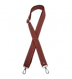 Çanta Aksesuar 120x3 cm Polyester Kolon Çanta Sapı Bordo Renk Bej Şeritli Gümüş Metalli