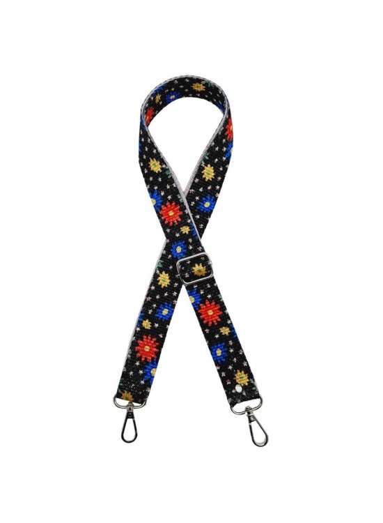 Çanta Aksesuar 120x3 cm Polyester Kolon Çanta Sapı Çiçekli Gümüş Metalli Çanta Aksesuar 120x3 cm Polyester Kolon Çanta Sapı Çiçekli Gümüş Metalli