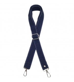 Çanta Aksesuar 120x3 cm Polyester Kolon Çanta Sapı Lacivert Renk Gümüş Metalli