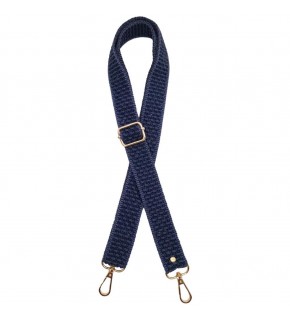 Çanta Aksesuar 120x3 cm Polyester Kolon Çanta Sapı Lacivert Renk Light Gold Metalli