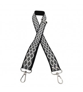 Çanta Aksesuar 120x3 cm Polyester Kolon Çanta Sapı Siyah Beyaz Simli Gümüş Metalli