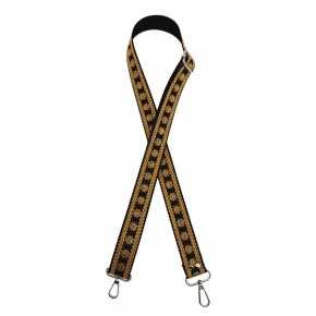 Çanta Aksesuar 120x3 cm Polyester Kolon Çanta Sapı Siyah Gold Simli Gümüş Metalli