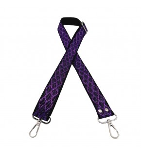 Çanta Aksesuar 120x3 cm Polyester Kolon Çanta Sapı Siyah Mor Simli Gümüş Metalli