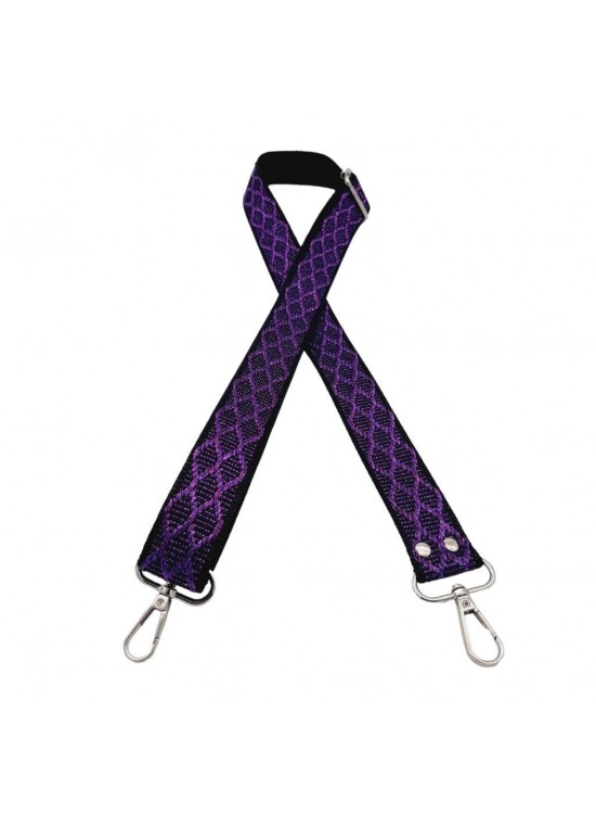 Çanta Aksesuar 120x3 cm Polyester Kolon Çanta Sapı Siyah Mor Simli Gümüş Metalli