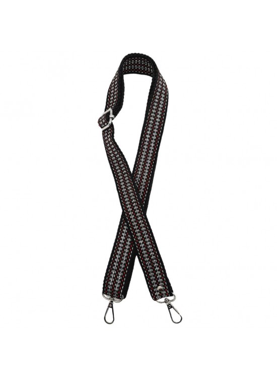 Çanta Aksesuar 120x3 cm Polyester Kolon Çanta Sapı Siyah Renk Gümüş Şeritli Gümüş Metalli Çanta Aksesuar 120x3 cm Polyester Kolon Çanta Sapı Siyah Renk Gümüş Şeritli Gümüş Metalli