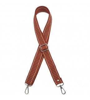 Çanta Aksesuar 120x3 cm Polyester Kolon Çanta Sapı Taba Renk Bej Şeritli Gümüş Metalli