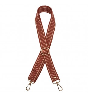 Çanta Aksesuar 120x3 cm Polyester Kolon Çanta Sapı Taba Renk Bej Şeritli Light Gold Metalli