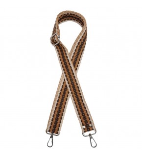 Çanta Aksesuar 120x4 cm Jüt Kolon Çanta Sapı Zincir Desen Kahve Tonları Gümüş Metalli