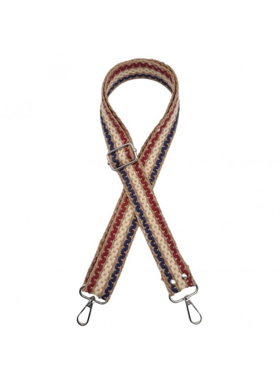 Çanta Aksesuar 120x4 cm Jüt Kolon Çanta Sapı Zincir Desen Lacivert Bordo Krem Renk Gümüş Metalli