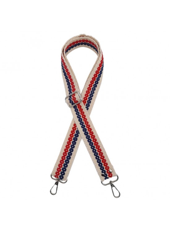 Çanta Aksesuar 120x4 cm Jüt Kolon Çanta Sapı Zincir Desen Lacivert Kırmızı Renk Gümüş Metalli