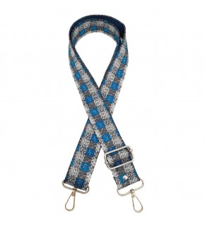 Çanta Aksesuar 120x4 cm Polyester Kolon Çanta Sapı Gri Turkuaz Renk Gümüş Metalli