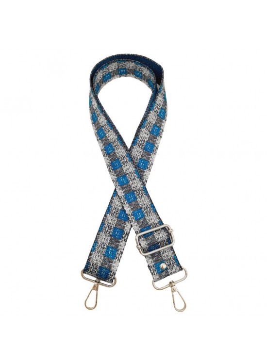 Çanta Aksesuar 120x4 cm Polyester Kolon Çanta Sapı Gri Turkuaz Renk Gümüş Metalli