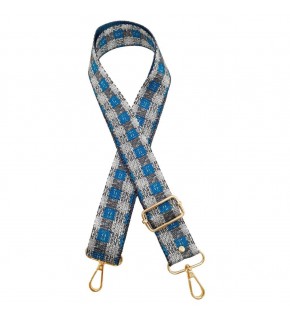 Çanta Aksesuar 120x4 cm Polyester Kolon Çanta Sapı Gri Turkuaz Renk Light Gold Metalli