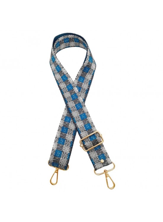 Çanta Aksesuar 120x4 cm Polyester Kolon Çanta Sapı Gri Turkuaz Renk Light Gold Metalli