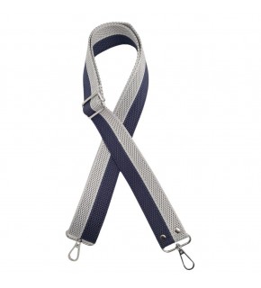 Çanta Aksesuar 120x4 cm Polyester Kolon Çanta Sapı Lacivert Gri Renk Gümüş Metalli