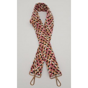 Çanta Aksesuar 120x5 cm Renkli Hasır Örgü Model Pamuklu Kolon Çanta Sapı Light Gold Metalli