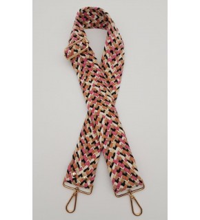 Çanta Aksesuar 120x5 cm Renkli Hasır Örgü Model Pamuklu Kolon Çanta Sapı Light Gold Metalli